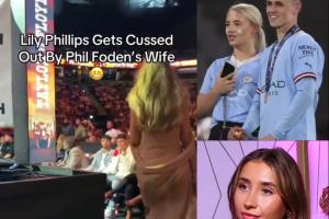 宣示主权🤣福登看拳击比赛时被成人女星搭讪,妻子赶忙伸手阻止配图